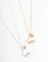 Diamante Butterfly Bestie Necklace Pack