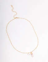 Gold Rose Quartz & Pearl Necklace