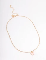 Gold Diamante Cupchain Butterfly Necklace