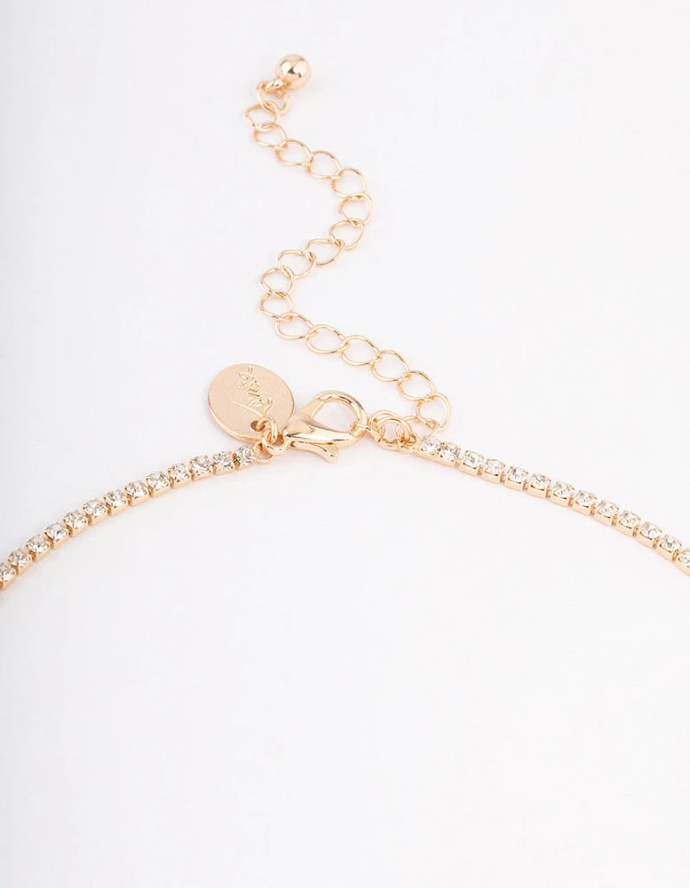 Gold Diamante Cupchain Butterfly Necklace