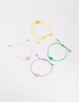 Gold Cord Heart & Smiley Bracelet 4-Pack