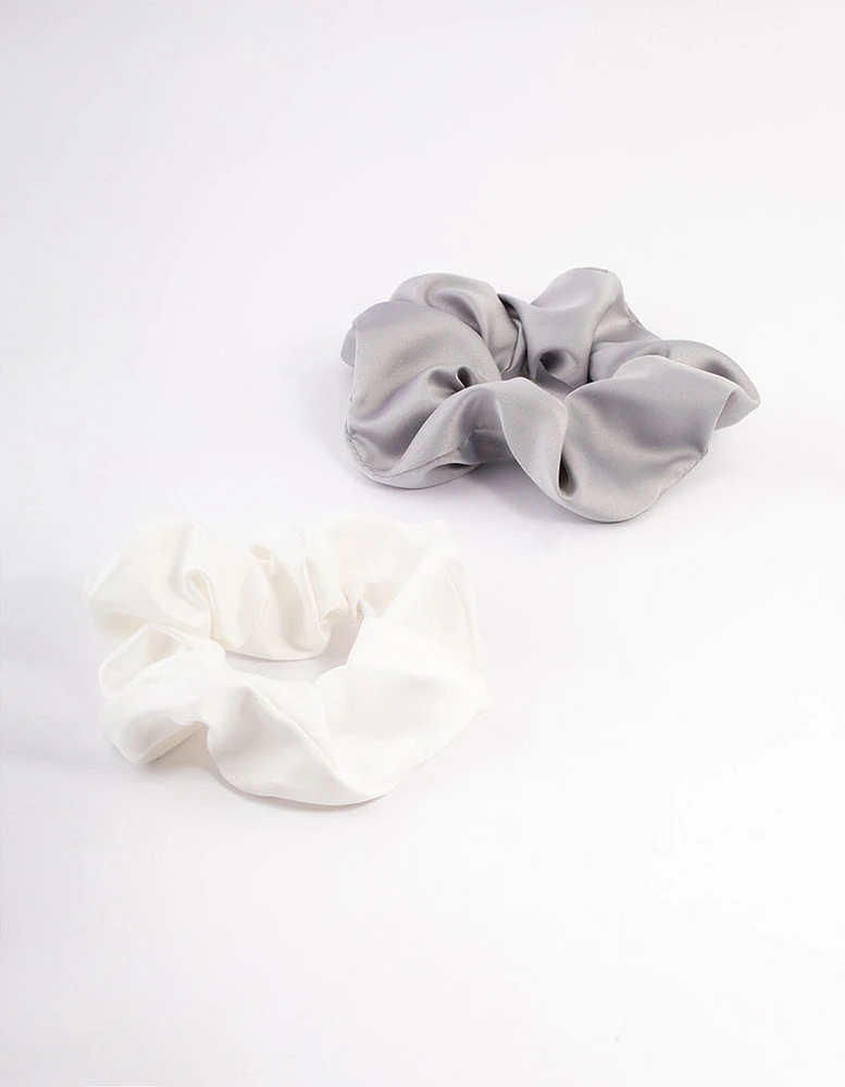 Dark Satin Hair Scrunchie Pack