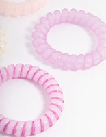 Pink Coil Hair Tie 4-Pack