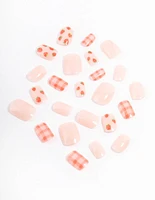 Tweens Strawberry & Checkered Press On Nails
