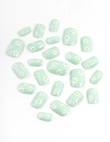 Tweens Mint Daisy Press On Nails