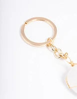 Gold Clear Quartz Semi-Precious Key Ring