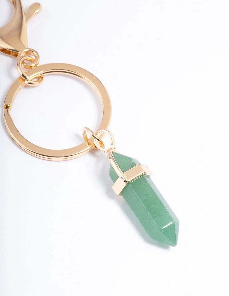 Gold Green Aventurine Key Ring