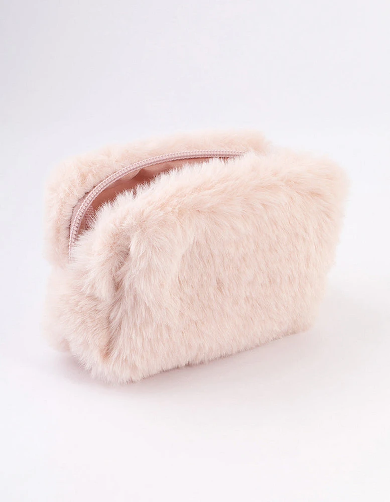 Gold Pink Fluffy Key Ring & Pouch