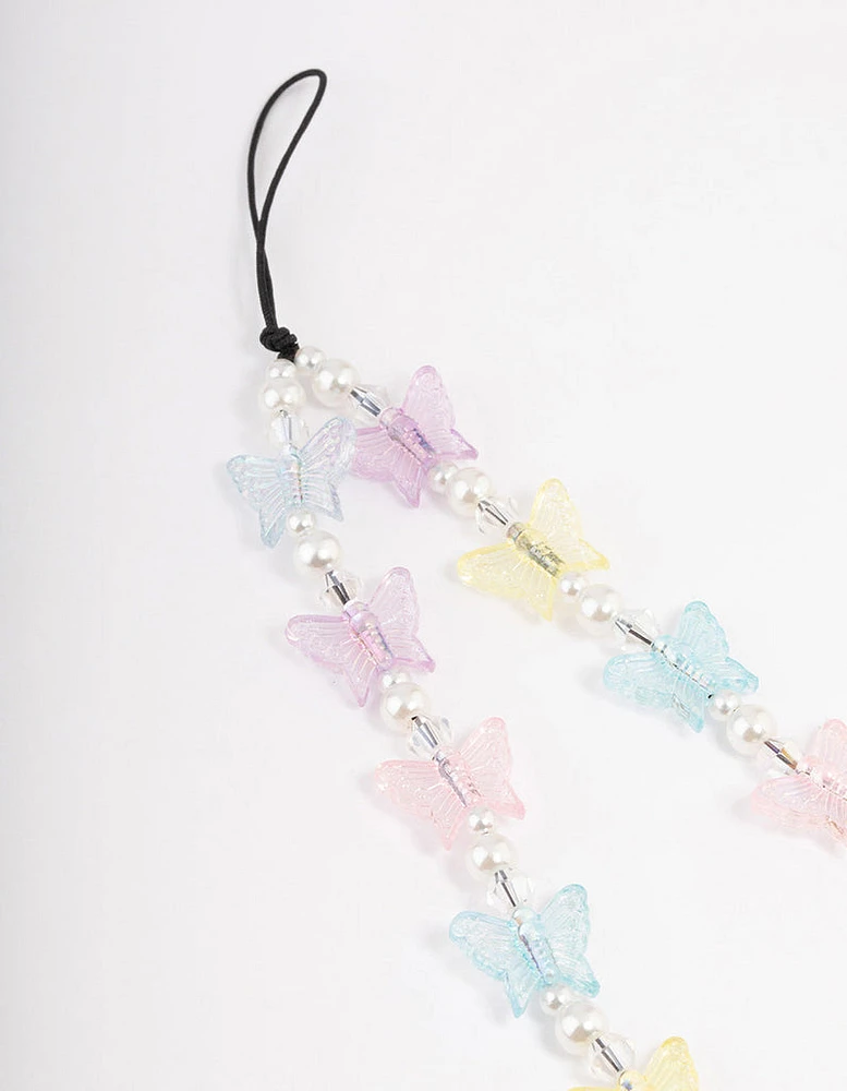 Butterfly & Pearl Phone Strap