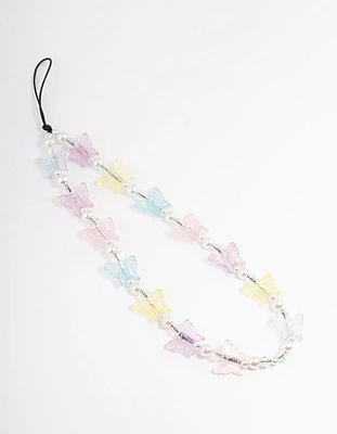 Butterfly & Pearl Phone Strap