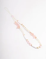 Mixed Bead & Rose Quartz Phone Strap