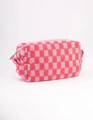 Blush Checkered Cosmetic Case