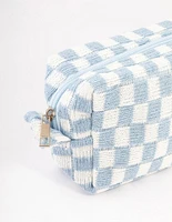 Blue Checkered Cosmetic Case