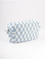 Blue Checkered Cosmetic Case