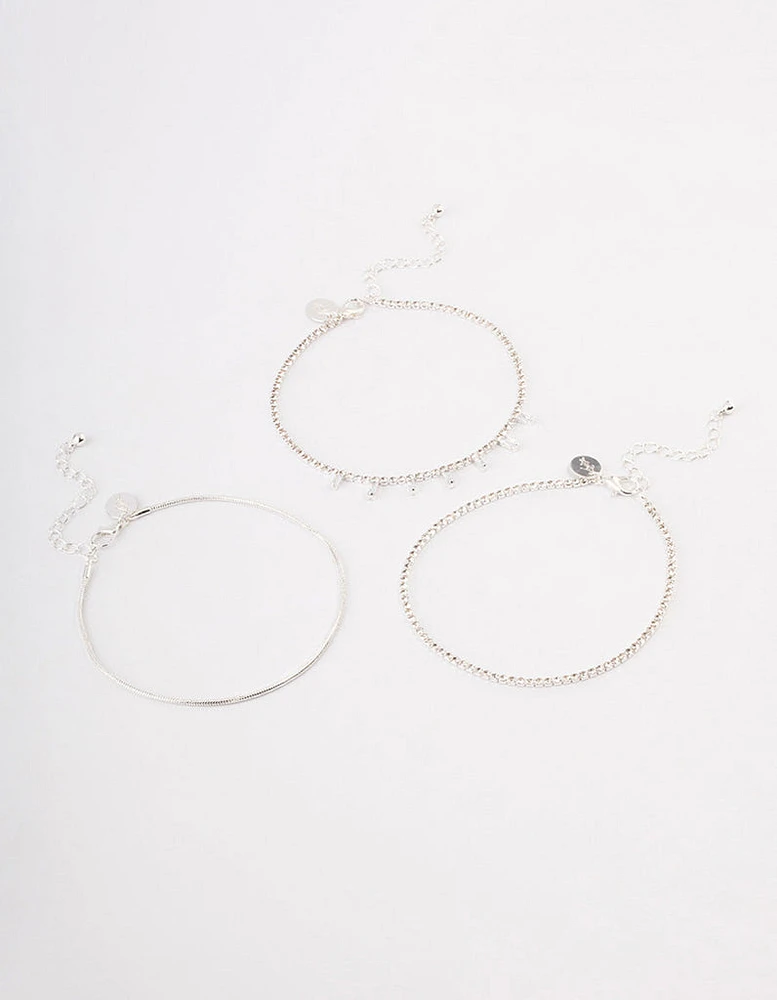 Silver Cupchain Baguette Anklet Pack