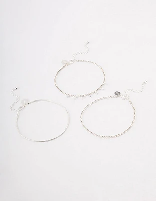 Silver Cupchain Baguette Anklet Pack