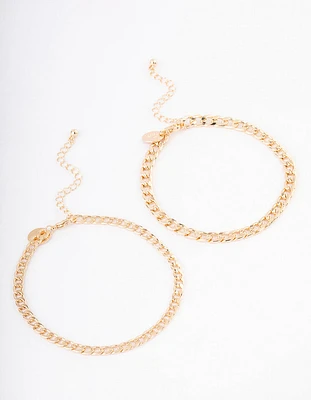 Gold Mixed Chunky Cable Anklet Pack