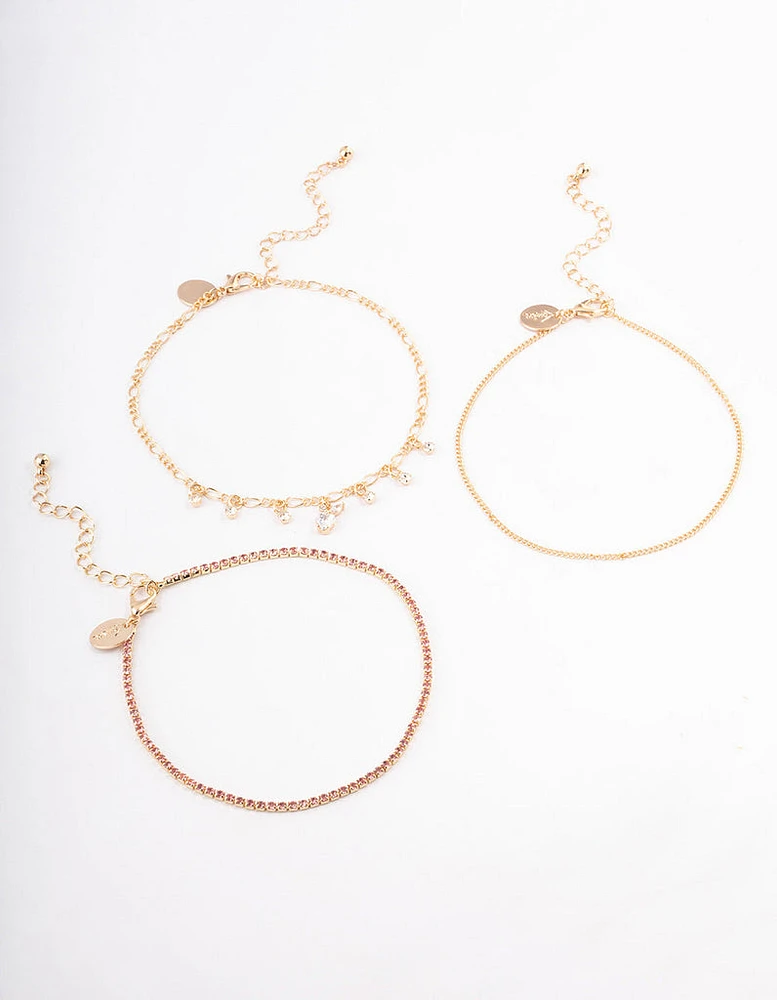 Gold Cupchain Apple Anklet Pack