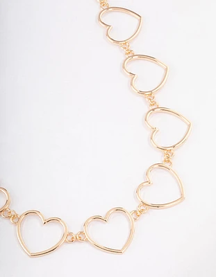 Gold Large Open Heart Waist Chain