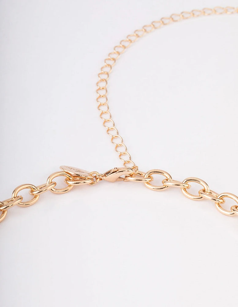 Gold Large Open Heart Waist Chain