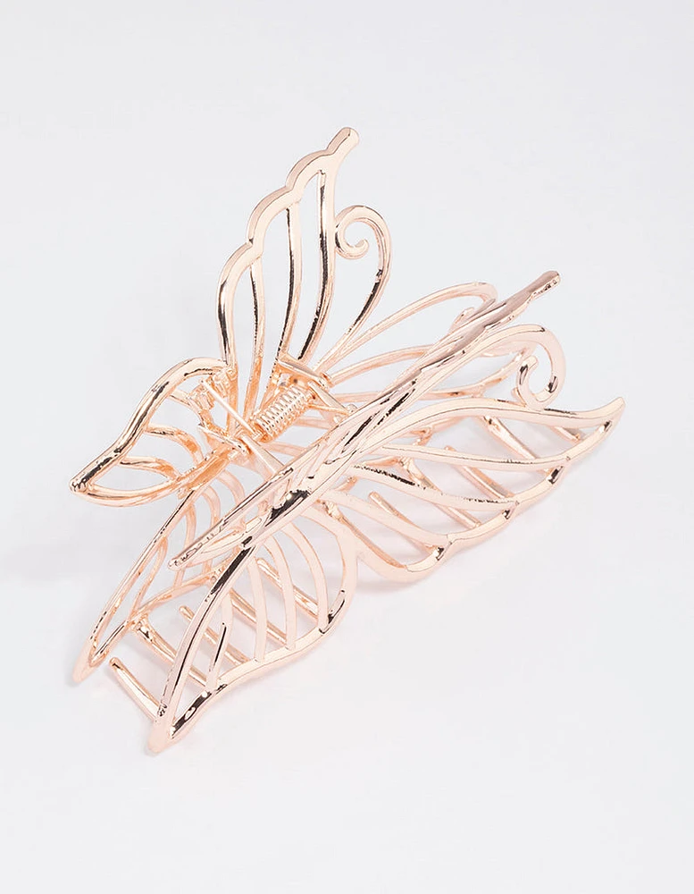 Rose Gold Detailed Butterfly Claw Clip