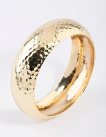 Gold Plated Brass Thick Basic Hammered Bangle