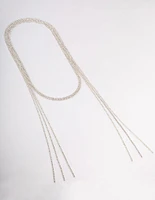 Silver Triple Row Cupchain Scarf Necklace