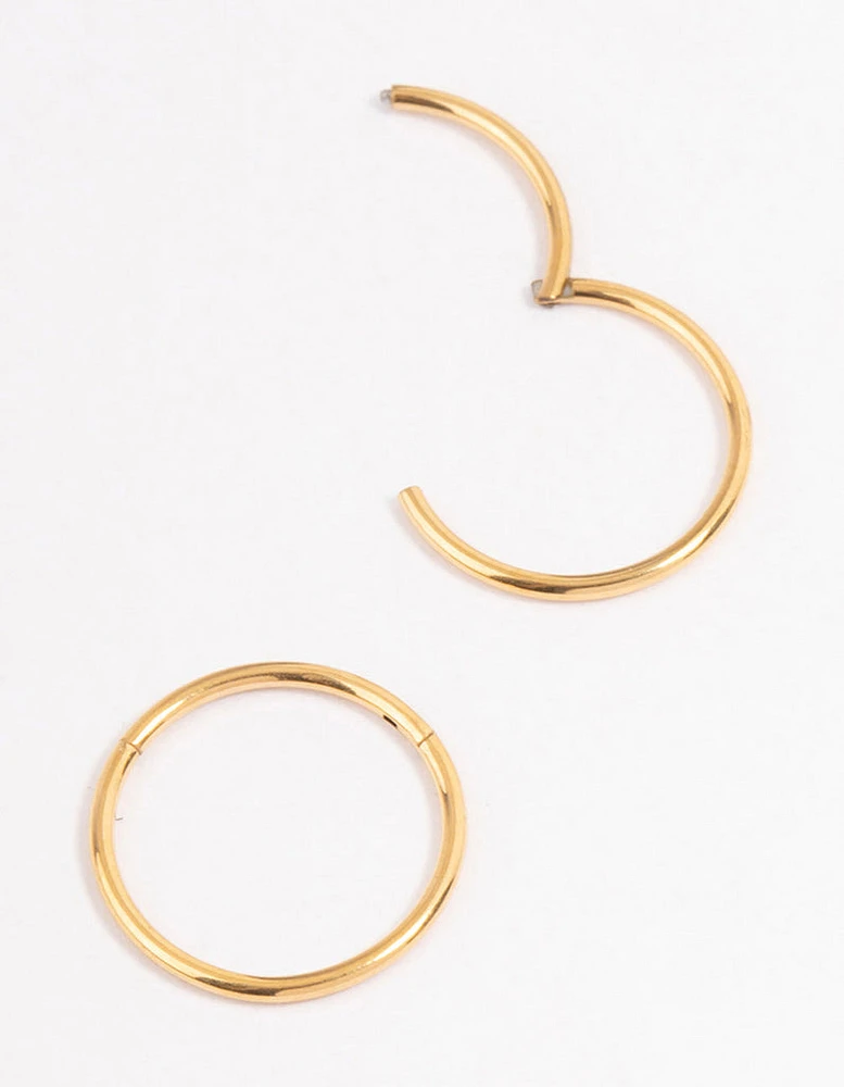 Gold Plated Surgical Steel Fine Sleeper Earrings 10mm