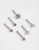 Surgical Steel Flower & Star Nose 6-Pack