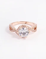 Rose Gold Round Infinity Halo Ring