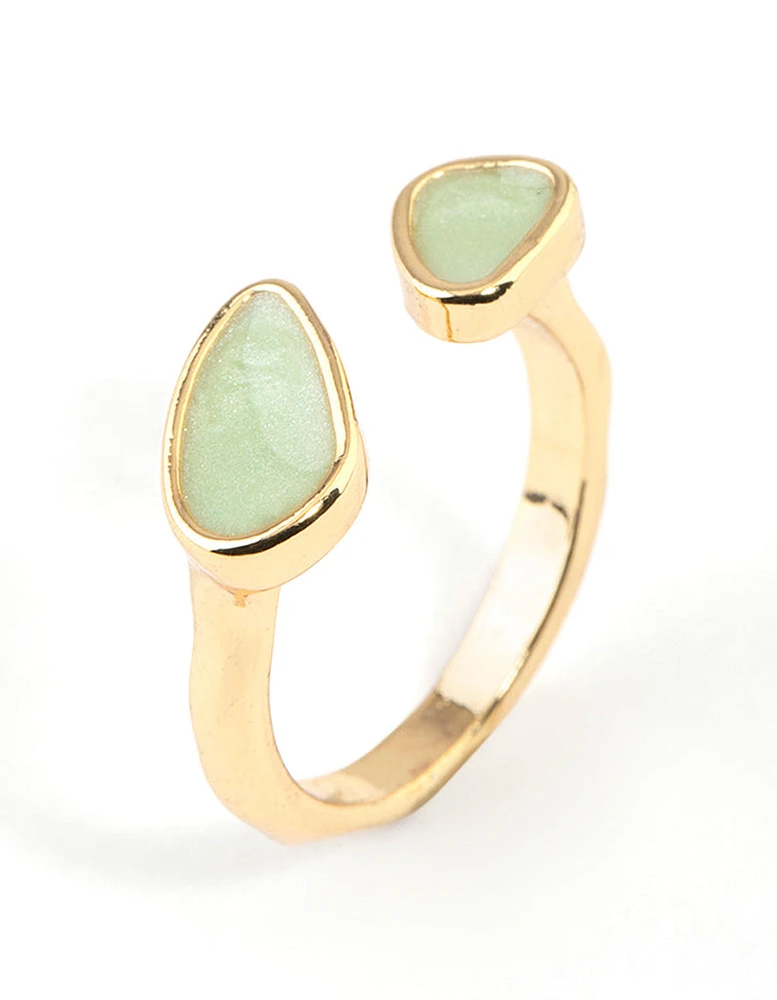 Gold Plated Double Stone Open Ring