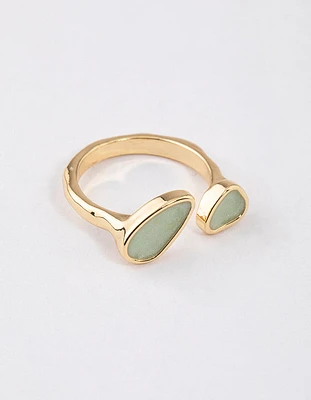 Gold Plated Double Stone Open Ring