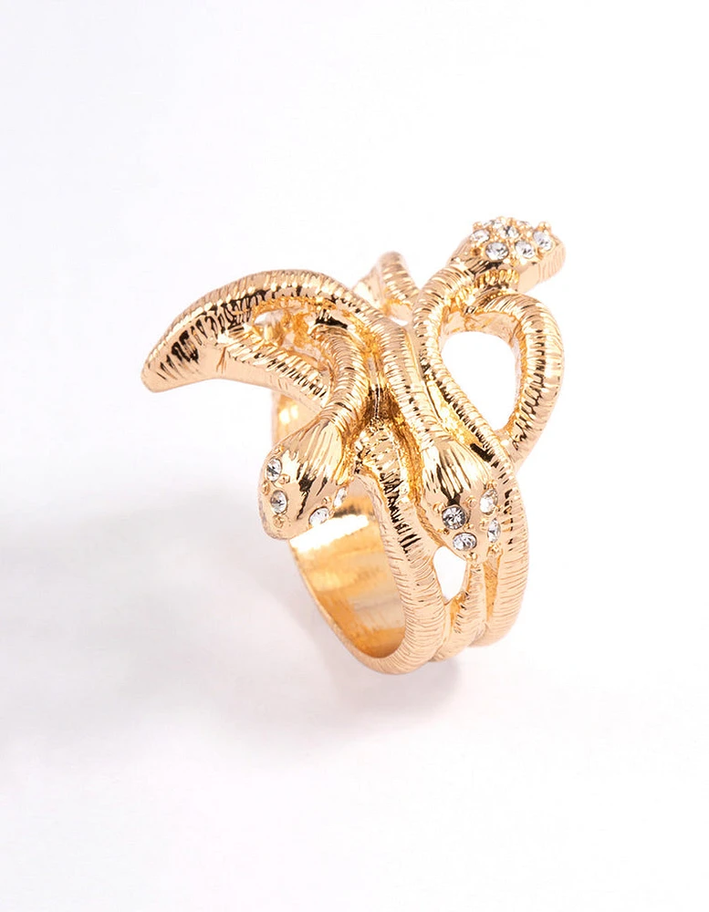 Gold Twisted Snake Ring