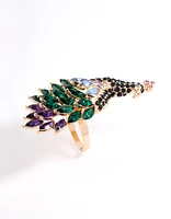 Gold Sparkly Peacock Ring