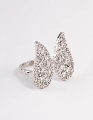 Rhodium Angelic Cubic Zirconia Wing Ring