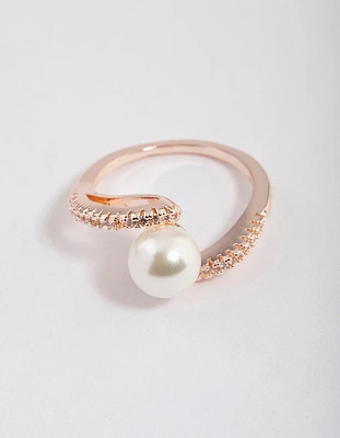 Rose Gold Plated Wrapped Pearl Ring