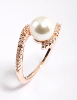 Rose Gold Plated Wrapped Pearl Ring