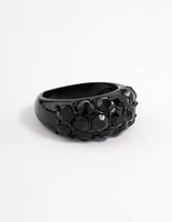 Coated Black Pebble Stone Ring