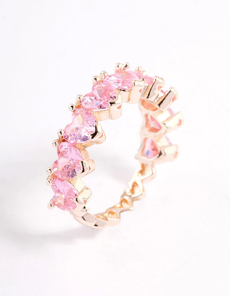 Rose Gold Plated Multi Heart Band Ring