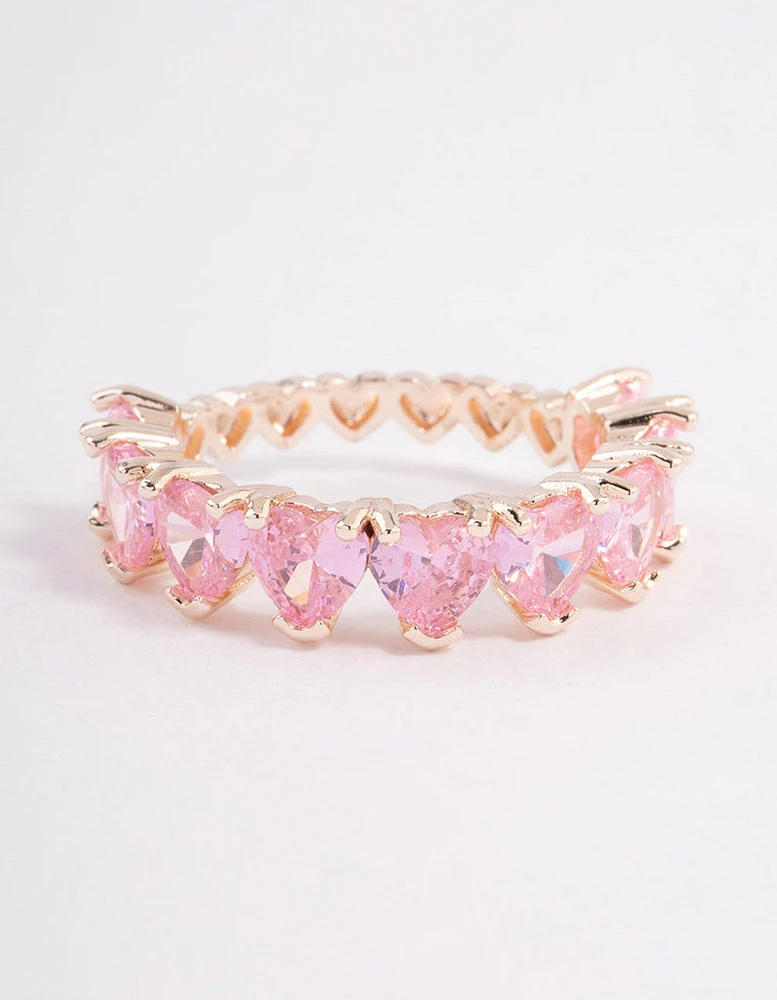 Rose Gold Plated Multi Heart Band Ring