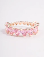 Rose Gold Plated Multi Heart Band Ring