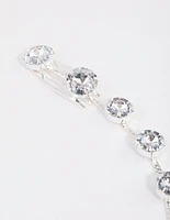 Silver Round Crystal Hair Clip