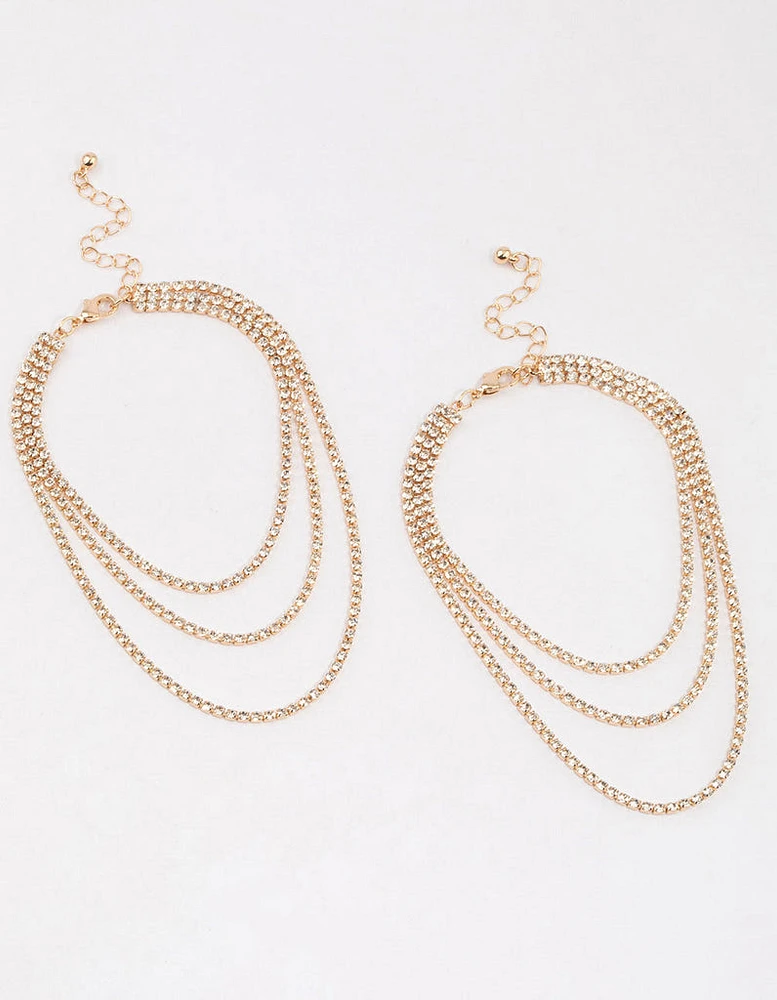 Gold Diamante Drape Anklet