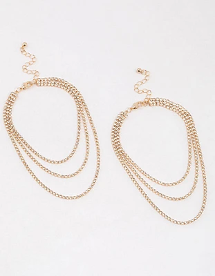 Gold Diamante Drape Anklet