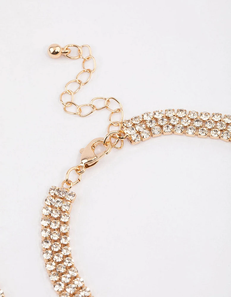 Gold Diamante Drape Anklet