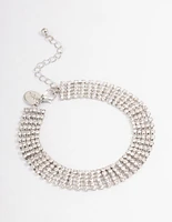 Silver Diamante Cupchain Wide Anklet