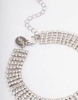 Silver Diamante Cupchain Wide Anklet
