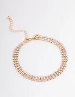 Gold Diamante Cupchain Thin Anklet