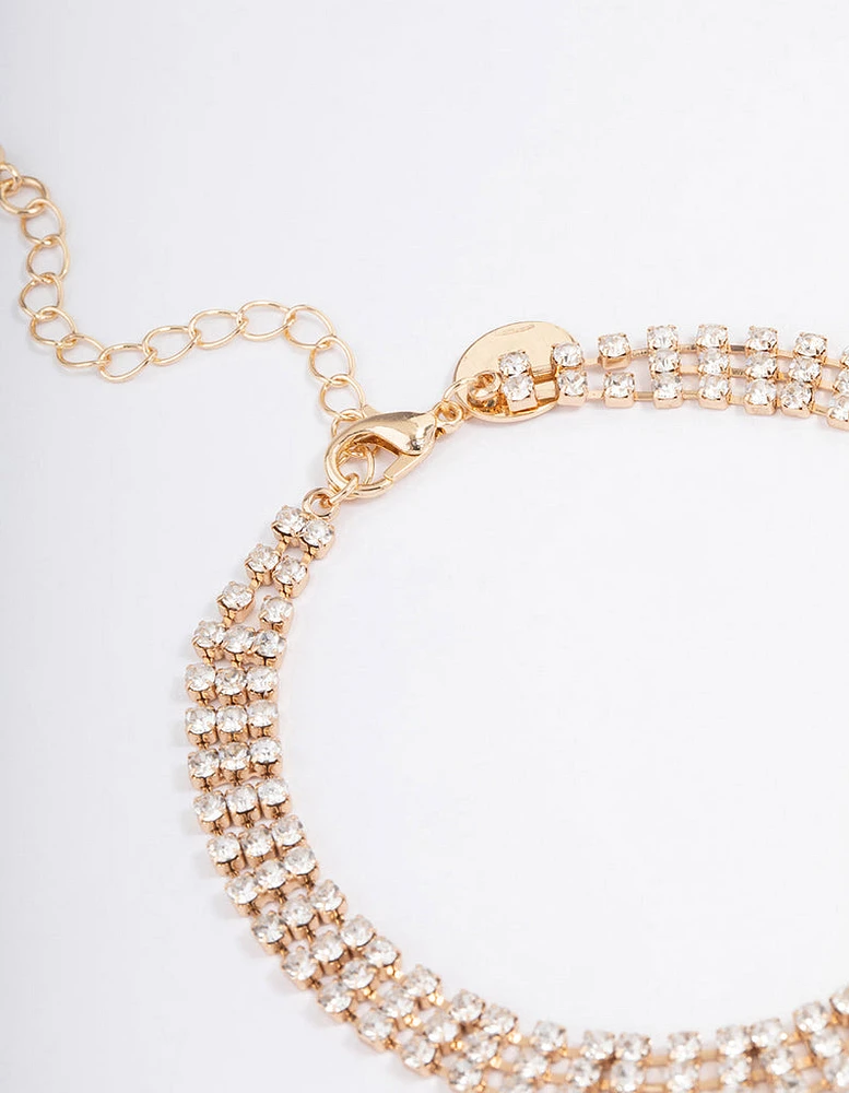 Gold Diamante Cupchain Thin Anklet