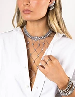 Rhodium Diamante Open Chain Choker